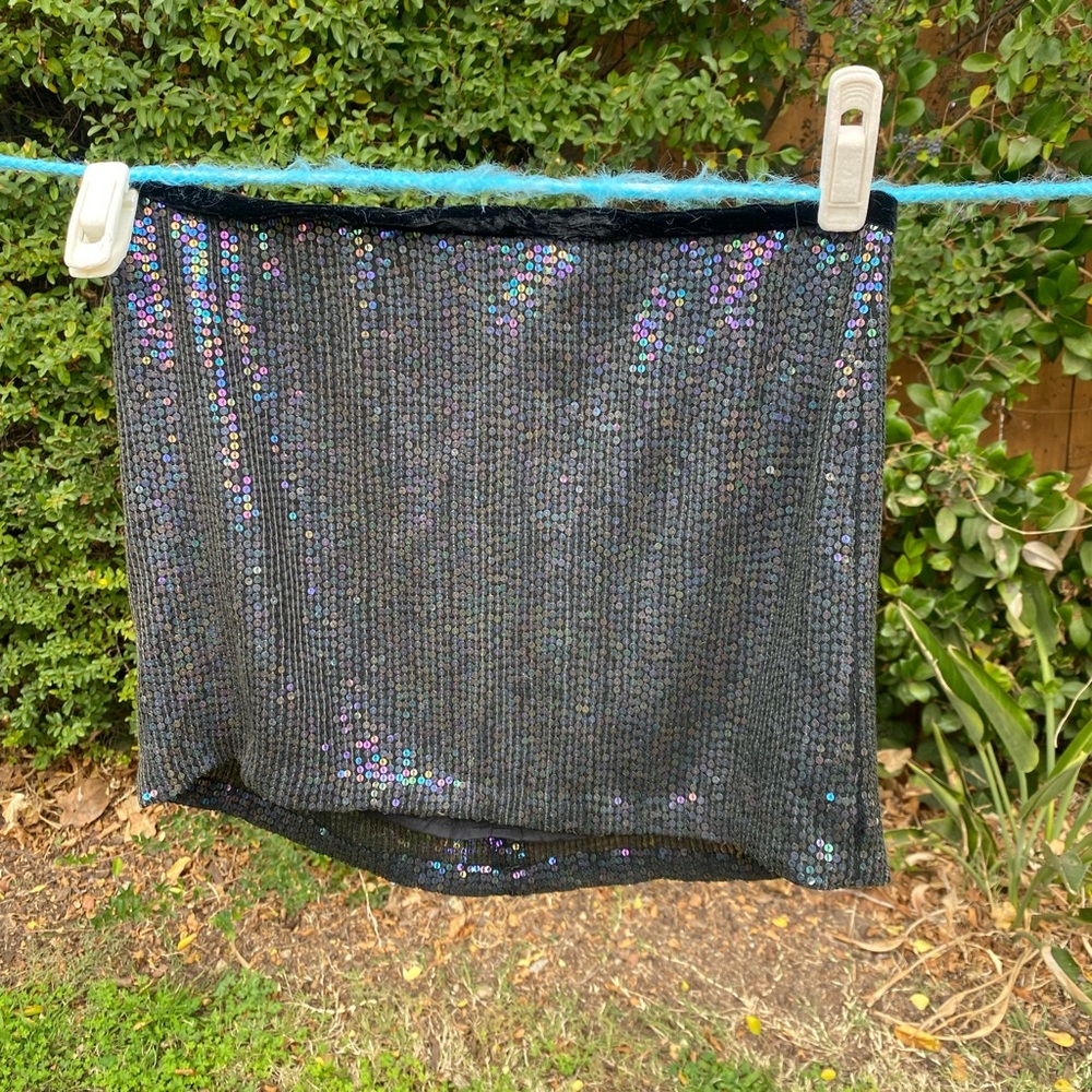 Vintage Lotta Stenson Black sequin mini skirt size 6